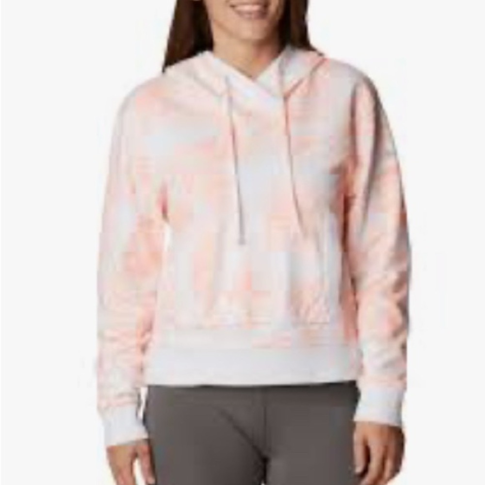 Kids Floral Hoodie Size: L(10-12) -Cream and Orange green w front kangaroo & zip